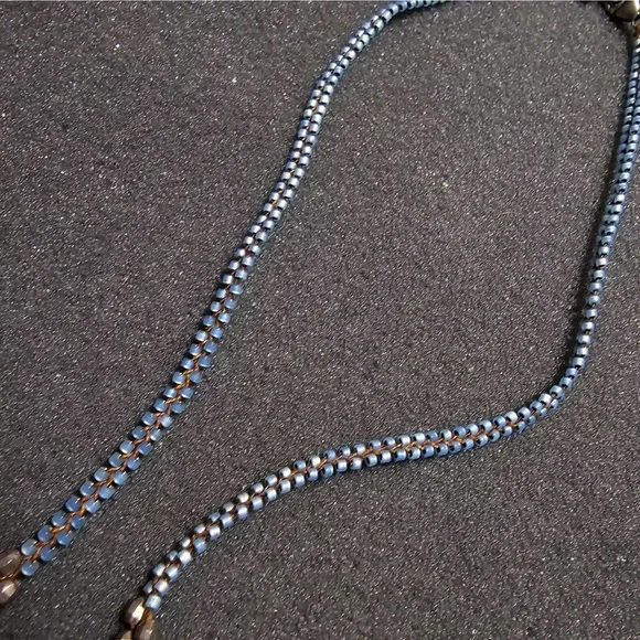 NWOT Chan Luu Pyrite & Moonstone Woven Necklace w Sterling Clasp, 16 in - Picture 4 of 6